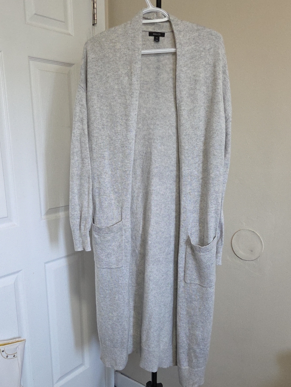 RW&CO. Light Gray Open-Front Long Cardigan